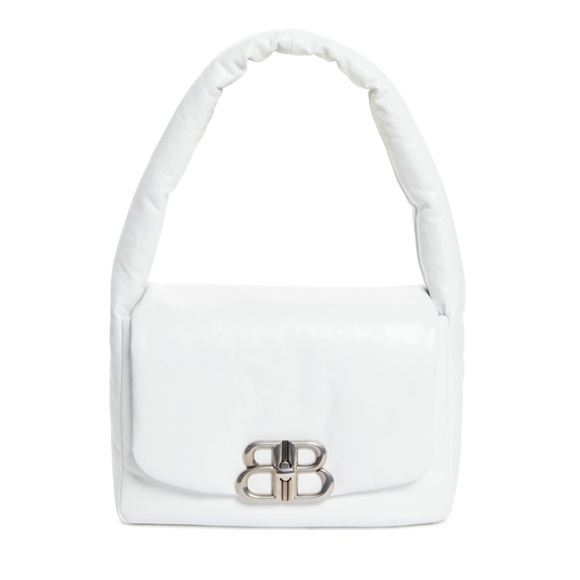 Balenciaga Small Monaco Leather Shoulder Bag Optic White NEW 7878962AA3Z - Picture 1 of 17
